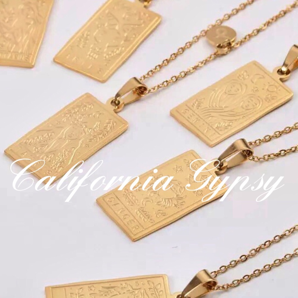Libra Zodiac Gold Pendant Necklace - Picture 2 of 8